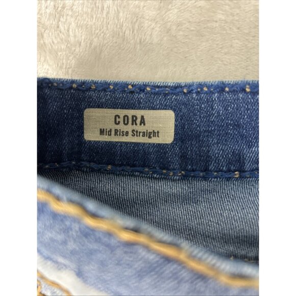 Women's True Religion Cora Mid-rise Straight Jeans Size 27 Distressed Blue - Picture 9 of 14
